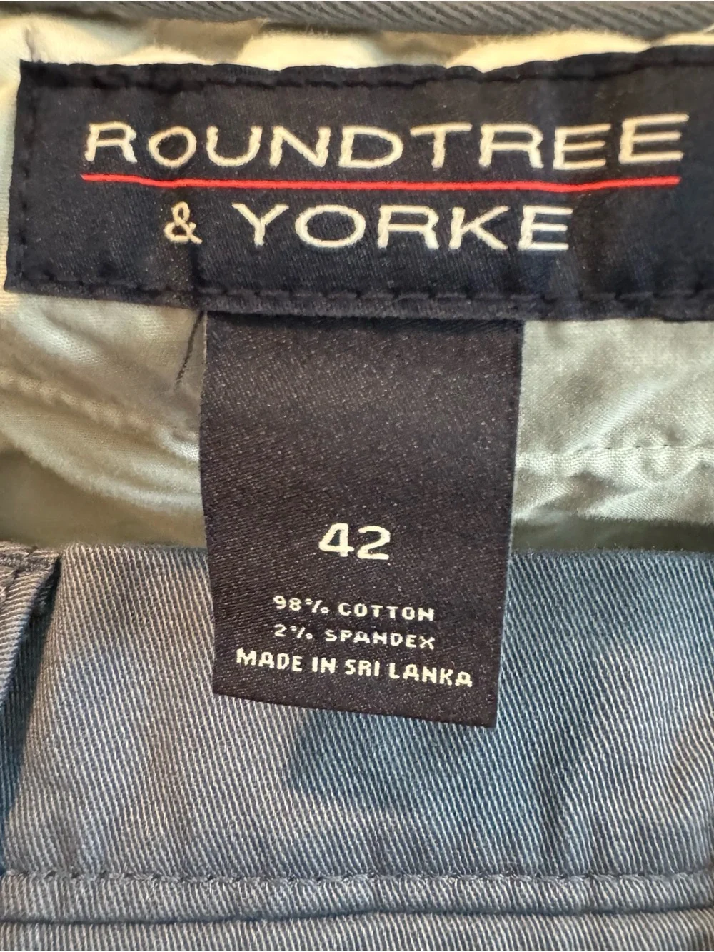 TWO Pairs of Roundtree & Yorke Chino Shorts:  Beige (NWT) Charcoal Blue (good)